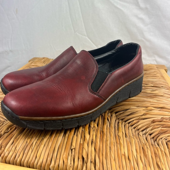 Rieker Oxblood Leather Penny Loafers Sz 39 - Picture 3 of 11